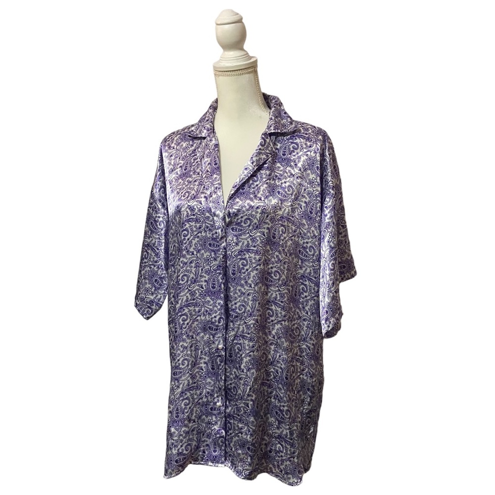 Vintage Victoria's Secret Gold Label Paisley Purple Liquid Satin Nightgown
